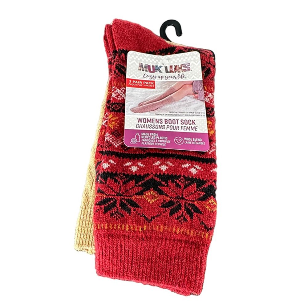 NWT Muk Luks Women’s Boot Socks 3 Pair - Shoe Size 6-11